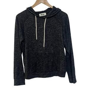Hippie Love Boutique Lightweight Hooded Sweatshirt Heather Black Gray Large